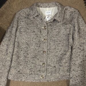 Nine West Herringbone Black and White Coat